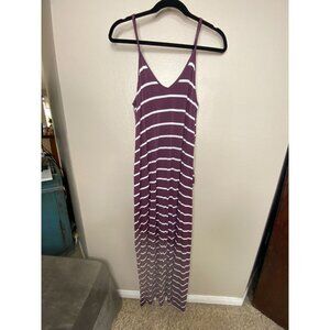 Zenana Premium womens purple‎ dress Medium sleeveless rayon maxi striped